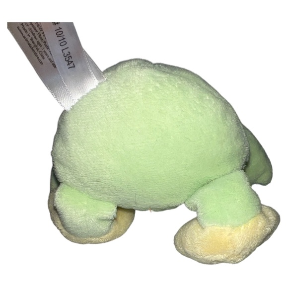 ANIMAL ADVENTURE GREEN YELLOW FROG BOW LOVEY PLUSH STUFFED ANIMAL 6” INCHES - Picture 5 of 8